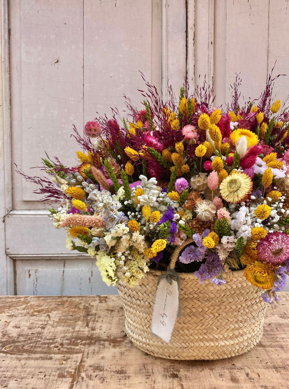 CESTA DE FLORES PRESERVADAS