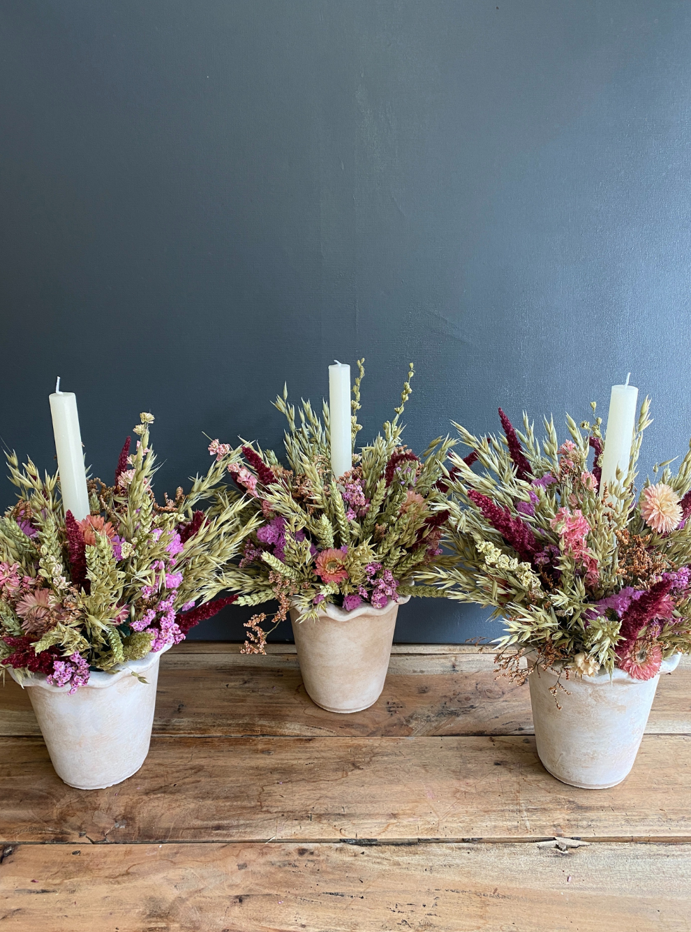 CERÁMICA FLORES PRESERVADAS Y VELA